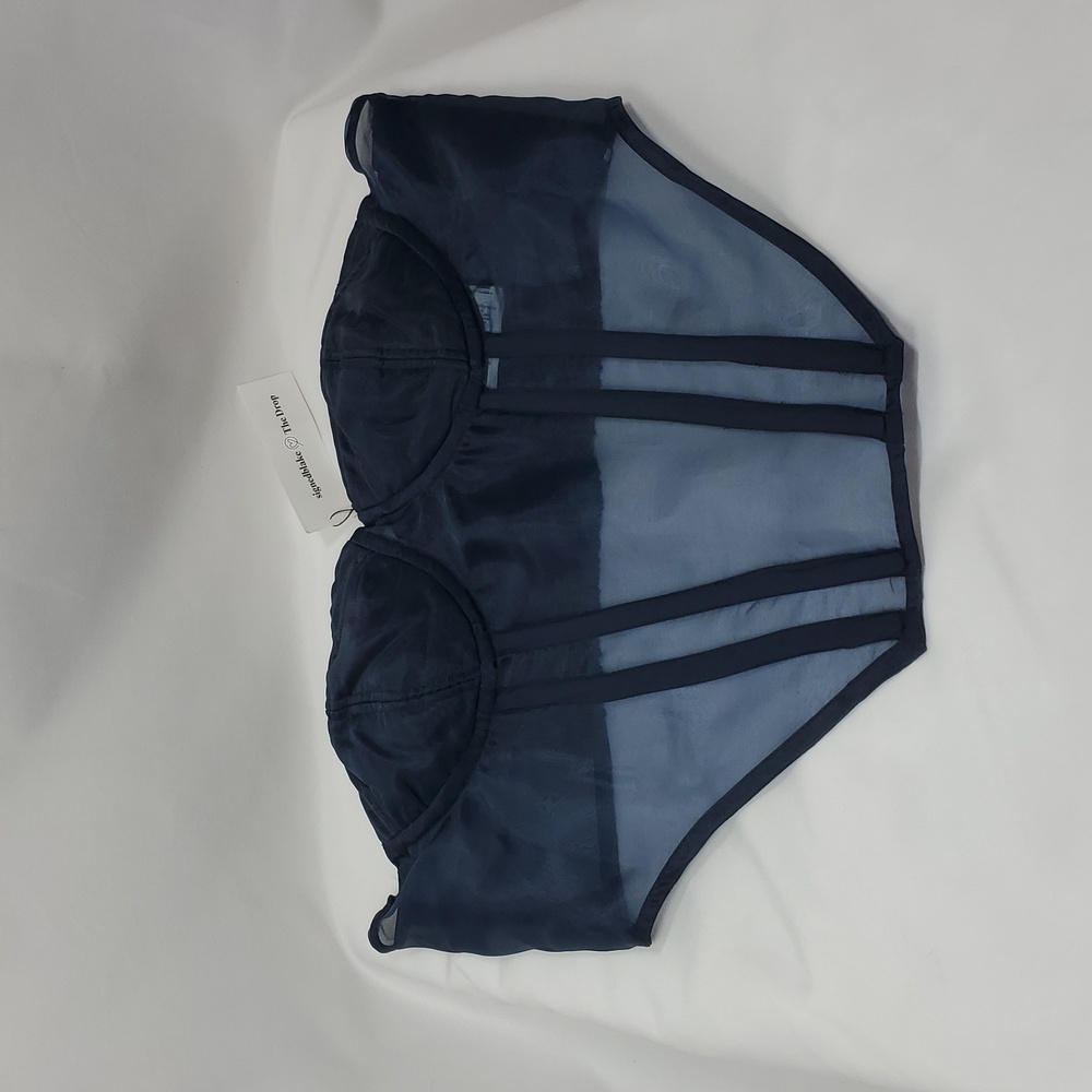 The Drop womens Sky Captain Organza Corset by @signedblakeBlouses ~ Blue - Picture 9 of 16